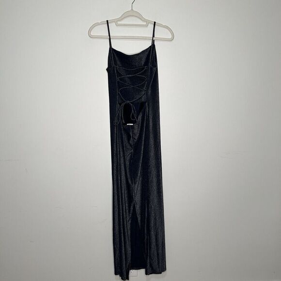 Vintage City Triangles Dress Womens Large Y2K Shimmer Strappy Back Formal Prom - Picture 5 of 9